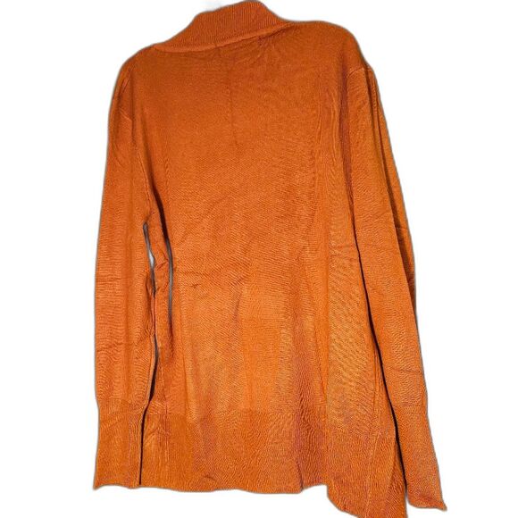 MEROKEETY Women's Small Orange Open Front Pocketed Ribbed Cardigan Sweater NEW - Picture 2 of 11